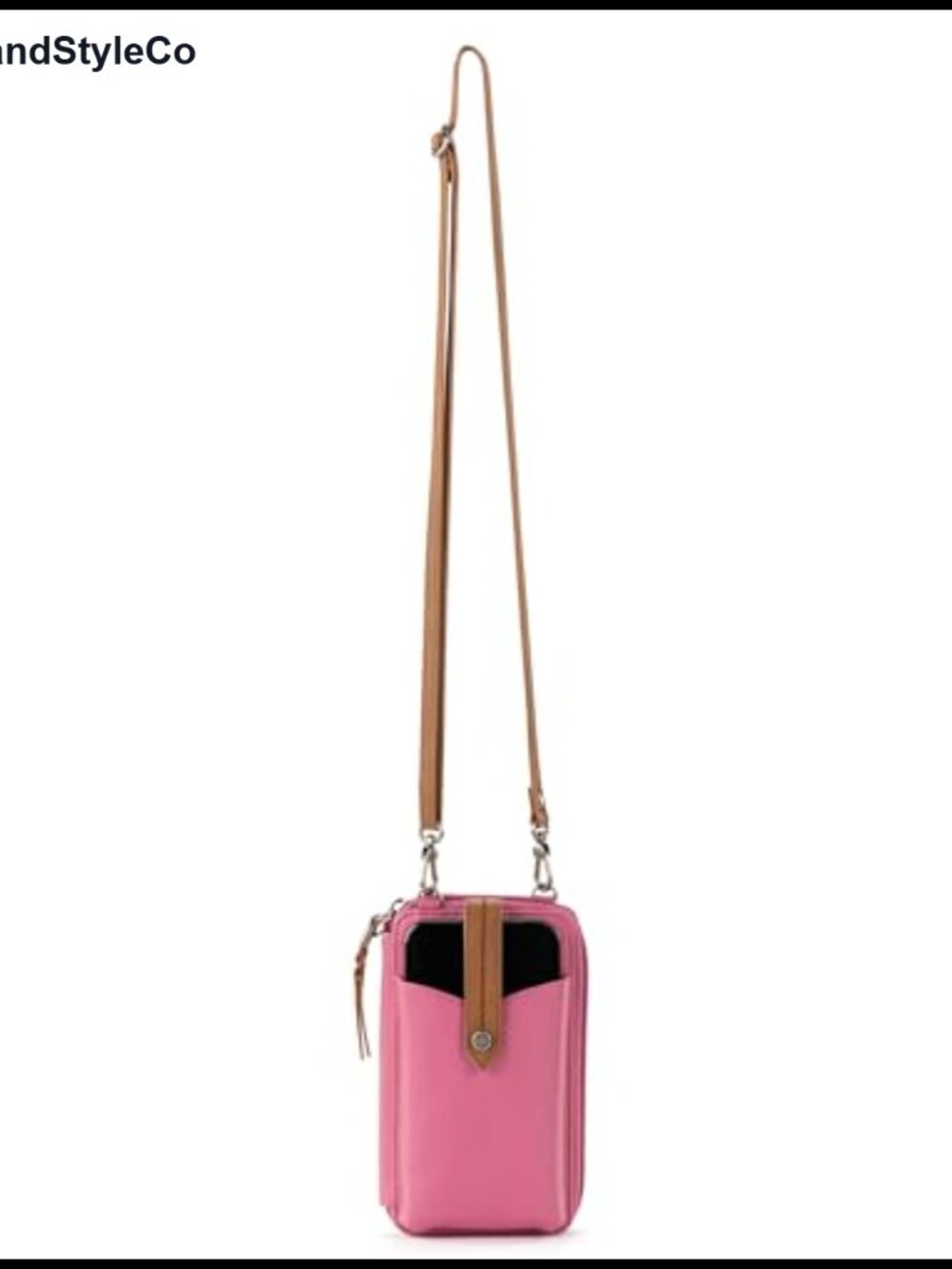 Vegan Leather Crossbody Bag Smartphone Pocket Adjustable Strap Handbag